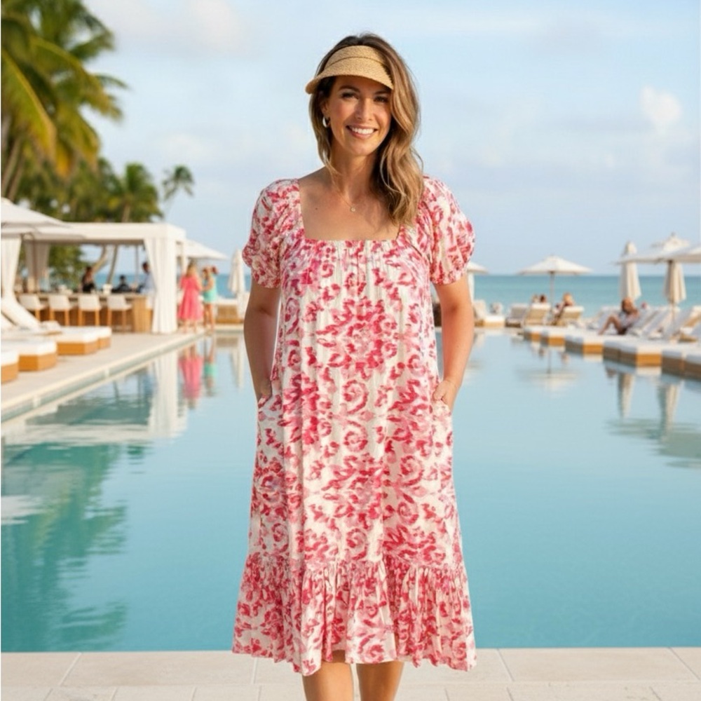 2 Chic Pink and White Floral Dress